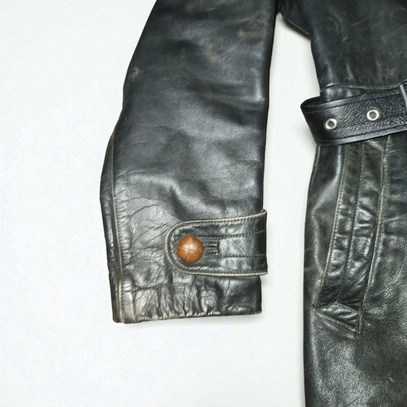 WW2 ORIGNAL GERMAN WEHRMACHT OFFICER LEATHER GREATCOAT Fischer Trachten Kleidung - Picture 5 of 13